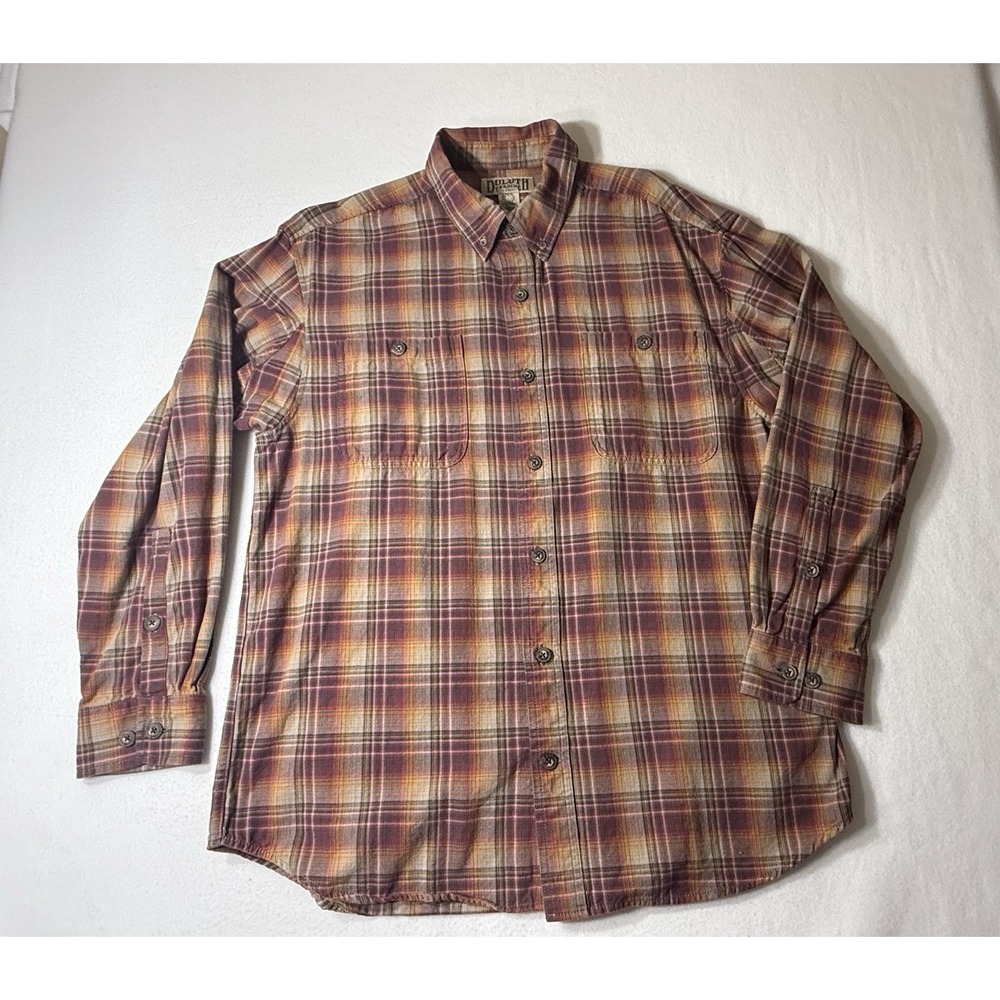 Duluth Trading Co Shirt / Mens Large Plaid Long Sleeve Outdoor Fishing